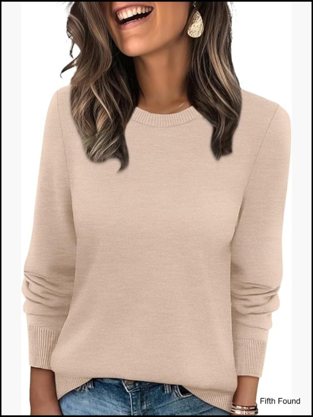 Lightweight Ribbed Knit Pullover Sweater Long Sleeve Crewneck